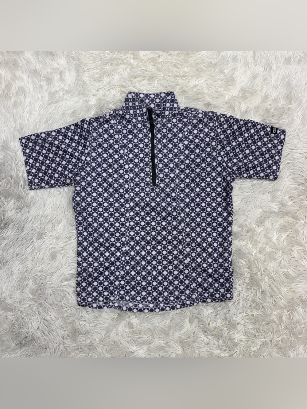 Child’s Medium Purple Pattern Kerrits Short Sleeve Horseback Riding Sunshirt